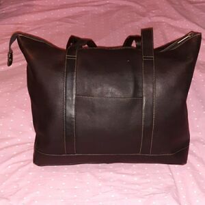 Le Donne Large Brown‎ Genuine Leather Tote Bag Purse Carryall Pocketbook
